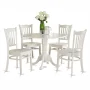 East West Furniture 5 Piece Kitchen Table & Chairs Set Includes a Round Dining Room Table with Dropleaf and 4 Dining Chairs, 42x42 Inch, Linen White - Image 6