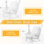 Ktaxon Mid Century Rocking Nursery Chair Solid Wood Frame Accent Chair, Line fabric Upholstered Glider Rocker Modern Padded Armchair with Lumbar Pillow Beige - Image 2