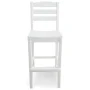 La Casa Cafe White Plastic Outdoor Patio Bar Side Chair - Teak Frame, Teak Seat - Image 6