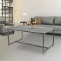 Modern Marble and Metal Frame Open Rectangle Coffee Accent Table Living Room End Table - Black - Image 3