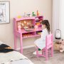 Kids Desk and Chair Set with Hutch and Bulletin Board for 3+ Kids - Pink - Image 2
