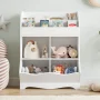 Homfa Kids Toy Storage Organizer, White Bookcase with Toy Box, Toy Chest Storage Cubbies with Bins for Nursery Playroom Bedroom - Image 3