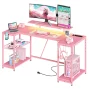 Minaya LED Gaming Desk with Power Outlet, L-Shaped Computer Desk with Monitor Stand - Image 2