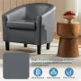 Renwick Faux Leather Barrel Accent Chair for Livingroom, Gray - Image 5