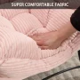 PAPROOS Lazy Chair with Foldable Ottoman, Flannelette Fabric Accent Chair and Footrest Stool Set, Comfy Lounge Arm Chair with Footstool Set, Reading Chair Leisure Sofa Chair for Living Room, Pink - Image 4
