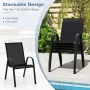 Stackable Outdoor Dining Chairs with Armrests and Breathable Fabric Seat for Pool Side Backyard Set of 4 - Image 3