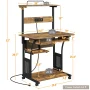 Alden Design 3 Tiers Computer Desk with Charging Station Printer Shelf for Home Office, Rustic Brown - Image 4