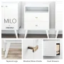 Prepac Milo Mid-Century 6 Drawer Wooden Double Dresser, 16.75" x 52.5" x 33", White - Image 3