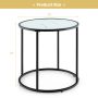 20 Inch Glass End Table with Metal Frame and Faux Marble Glass Top - Image 4