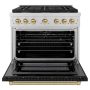 ZLINE - 36 in. Wide 6 Burner 5.2 cu. ft. Autograph Paramount Dual Fuel Freestanding Range and Bronze Accents - White - Image 2