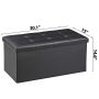 30 inches Folding Storage Ottoman 80L Storage Bench for Bedroom Hallway Black - Image 2