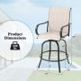 Gray 2 Pieces 360 Rotating Bar Stool Set with Armrests for Patio - Image 4