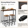 3 Pieces Industrial Bar Table and Chairs Set with Metal Frame - Image 6