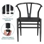Alden Design Mid-Century Metal Dining Chairs with Woven Hemp Seat, Set of 4, Full Black - Image 2
