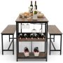 3 Pieces Dining Table Set with Wine Rack - Image 6