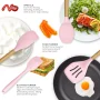 oannao Silicone Cooking Utensils Set - 446°F Heat Resistant Silicone Kitchen Utensils for Cooking,Kitchen Utensil Spatula Set w Wooden Handles,Holder, BPA FREE Gadgets for Non-Stick Cookware (Pink) - Image 3