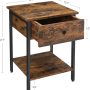 VASAGLE Nightstand, Bedside Table with Drawer, Side Table, End Table, for Bedroom, Office, Industrial, Rustic Brown and Black ULET55BX - Image 6