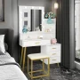 Ktaxon Vanity Table Set with Lighted Mirror, Makeup Table with 4 Drawers, Dressing Vanity Tables, Dresser Desk for Girls, Women, White - Image 5