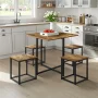 Renwick 5-Piece Dining Set with Industrial Square Table and 4 Backless Chairs, Rustic Brown - Image 3