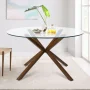 Jozwiak Round Glass Top Metal Base Dining Table - Image 1