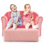 Ultra Soft Velvet Kids Sofa Chair Toddler Couch with Ottoman - Image 3