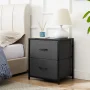 Mainstays 2 Drawer Fabric Nightstand, Grey Finish - Image 2
