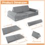 Gray 6 Pieces Convertible Kids Play Couch Set with Zipper - Image 5