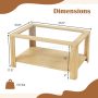 2-Tier Coffee Table Rectangular Center Table with Tempered Glass Tabletop and Storage Shelf - Image 4