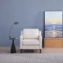 A&D Home Sedona Ivory White Faux Linen Modern Accent Chair, Upholstered Contemporary Lounge Armchair - Image 2