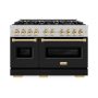 ZLINE - 48 in. Wide 8 Burner Autograph 6.7 cu. ft. Freestanding Classic Dual Fuel Satin Steel Range w/ Black & Gold Accents - Black Matte - Image 2