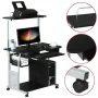 Alden Design Metal Portable Computer Desk with 4 Storage Shelves and Keyboard Tray, Black/Gray - Image 4