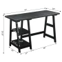 Convenience Concepts Designs2Go 29.25" Tall Trestle Desk with Shelves, Black - Image 6