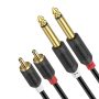 J&D Dual 1/4 inch TS to Dual RCA Stereo Audio Interconnect Cable, Gold Plated Audiowave Series 2 x 6.35 mm Male TS to 2 RCA Male PVC Shelled Adapter Cable, 15 Feet - Image 1