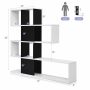 5-Tier Bookcasef Corner Ladder Bookshelf with Storage Rack (Black & White) - Image 3