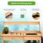 Fir Wood Potting Bench with Open Shelves and Sink for Planting - Image 3