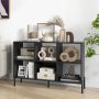 Black 6-Cube Storage Bookcase 3-Tier Wooden Open Bookshelf with 5 Metal Legs - Image 2