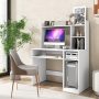 Home Office Computer Desk with Bookcase Keyboard Tray and CPU Stand - Image 2