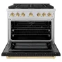 ZLINE - 36 in. Wide 6 Burner 5.2 cu. ft. Autograph Paramount Dual Fuel Freestanding Range and Gold Accents - White - Image 2