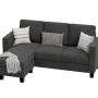 3 Seat L-Shaped Sofa With Linen Fabric Sectional Sofa Couch Movable Ottoman - Image 2