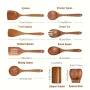 4/7/9PCS Wooden Spoons For Cooking Wooden Utensils For Cooking With Utensils Holder Teak Wooden Kitchen Utensils Set - Image 6
