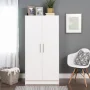 Elite 32 in. W x 65 in. H x 24.5 in. D 2-Shelf Engineered Wood Freestanding Cabinet Wardrobe Cabinet in White - Image 6