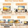 ELIVED Dual Monitor Stand, Wood Monitor Stand with Adjustable Length and Angle, Computer Monitor Stand for Desk, 3 Shelf Monitor Riser, Desktop Organizer for PC, Computer, Laptop (Oak) - Image 3