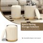 Golden Velvet/Linen Fabric Storage Ottoman Set of 2 - Image 5
