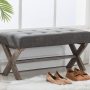chairus PU Leather Upholstered Entryway Bench, 36 inch Bedroom Bench Seat with X-Shaped Wood Legs for Living Room, Foyer or Hallway - Gray - Image 1
