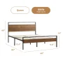 Rest Haven Ashland Metal and Wood Platform Bed, Queen, Brown - Image 2