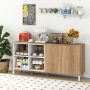 63 Inches Buffet Sideboard with 4 Compartments and Push-to-Open Cabinet - Image 4