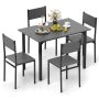 Gray 5 Piece Dining Table Set Industrial Style Kitchen Table and Chairs for 4 - Image 4