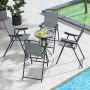 Patio Folding Bar Stool Set of 4 with Metal Frame and Footrest - Image 2