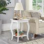 Set of 2 Side Table End Table Night Stand with Shelf - White - Image 6