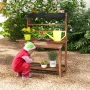 Gymax Kids Potting Bench Wooden Toy Gardening Center w/ Removable Sink & Chalkboard - Image 2